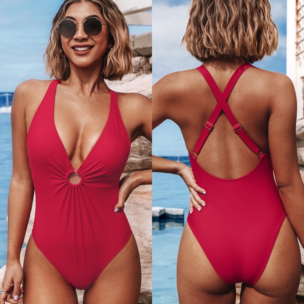 Cupshe Red O-Ring One-Piece Swimsuit